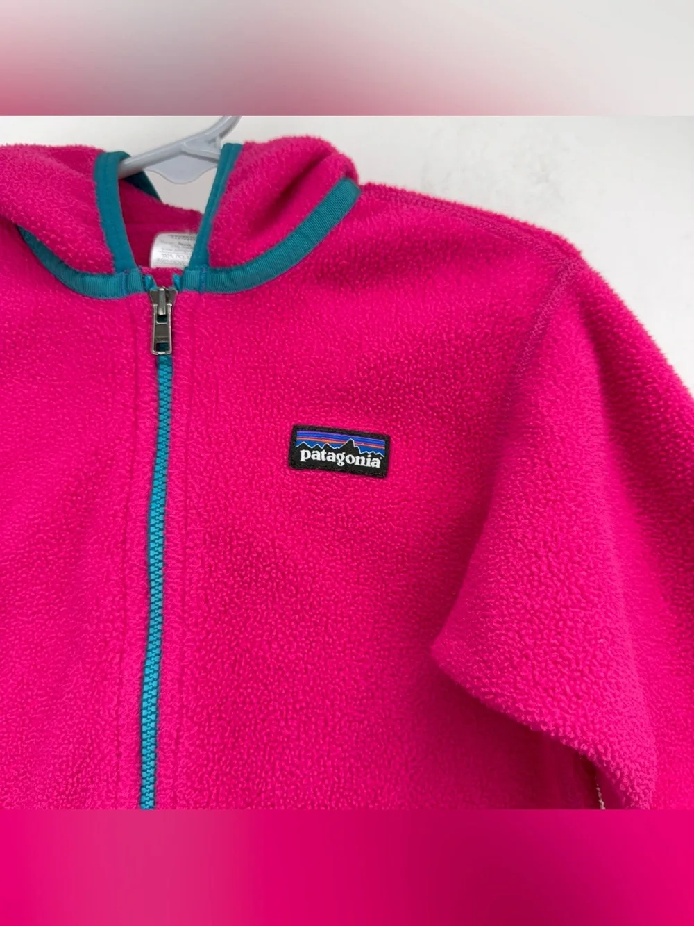 Patagonia size 18M Baby Toddler Pink Synchilla Fleece Hooded Cardigan Jacket